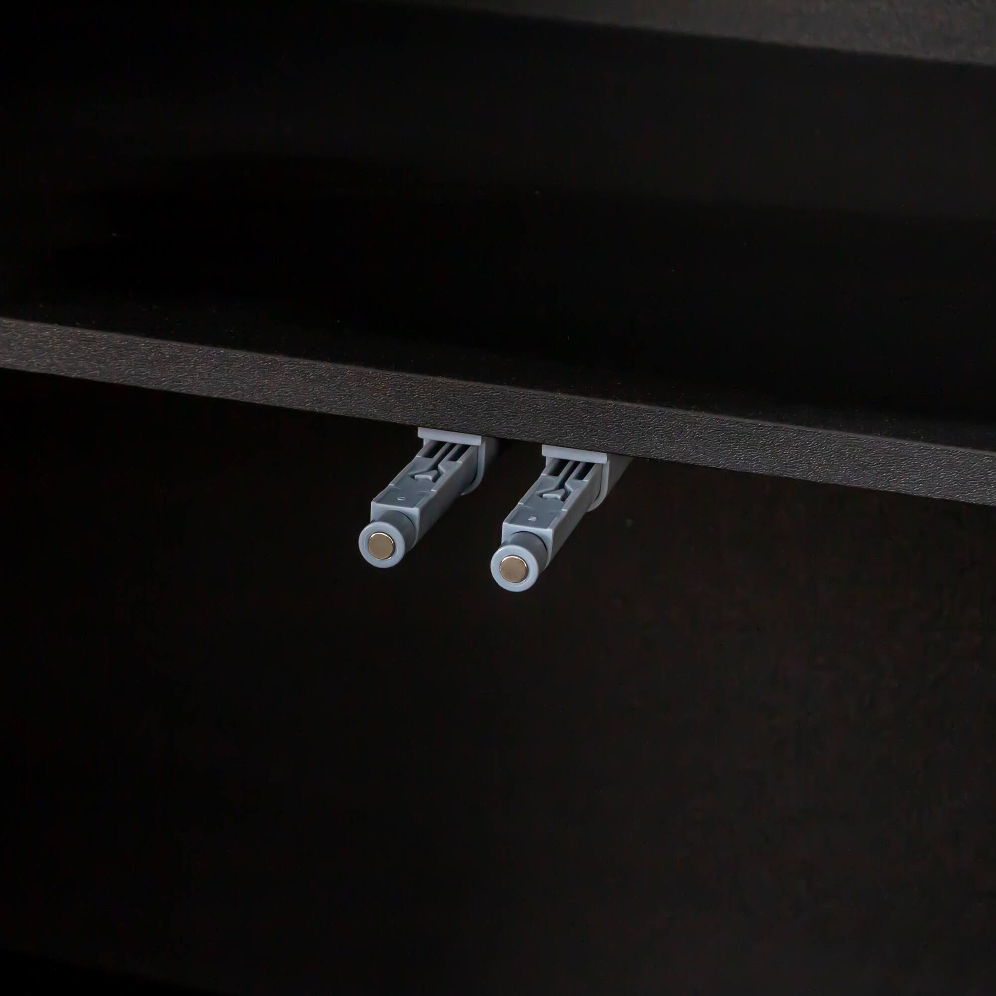 Alt View 2. APRILSOUL - Display Cabinet Glass Doors 2 Drawer LED Black Bookcase - Black.