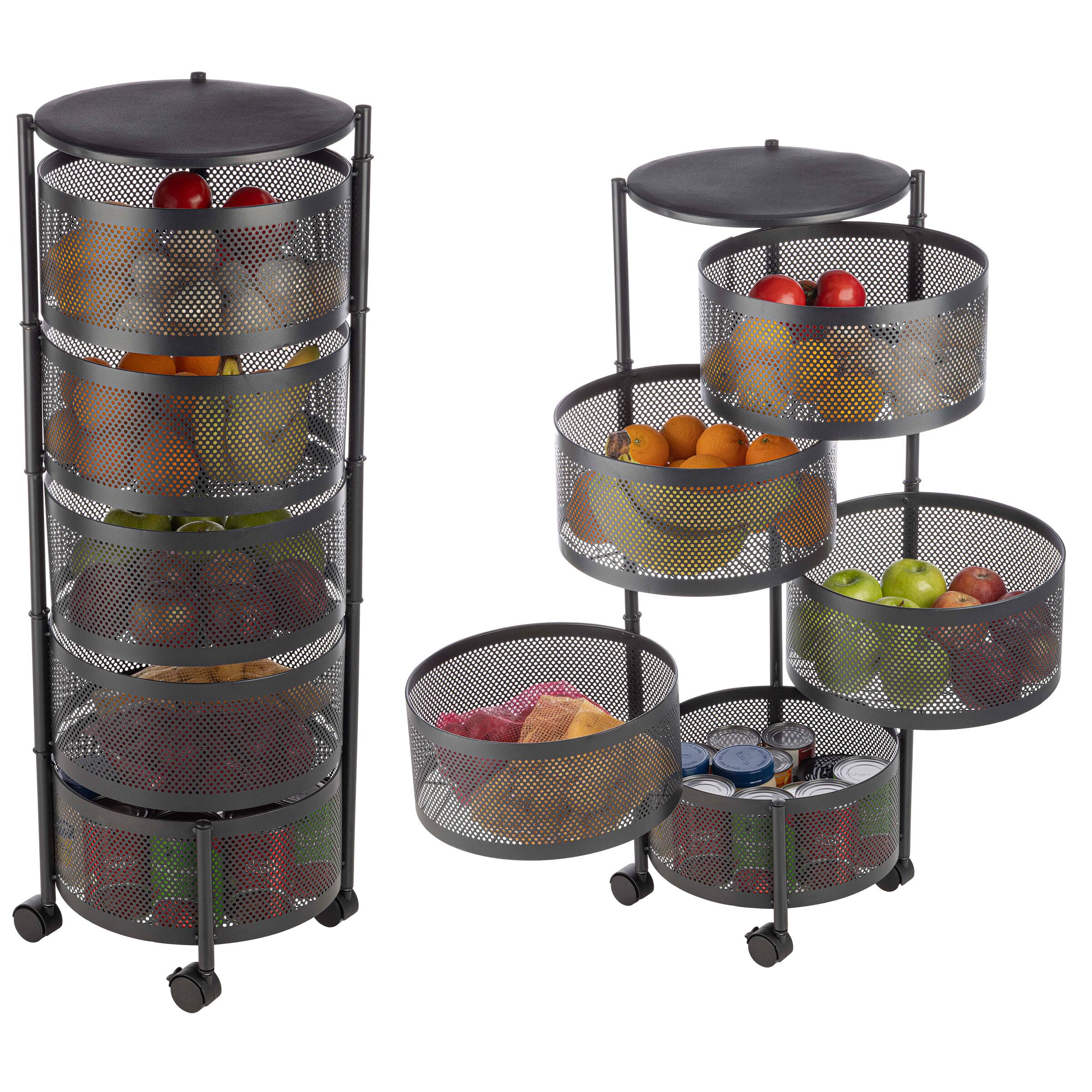 Home-Complete - 5 Tier Rolling Kitchen Cart - Black