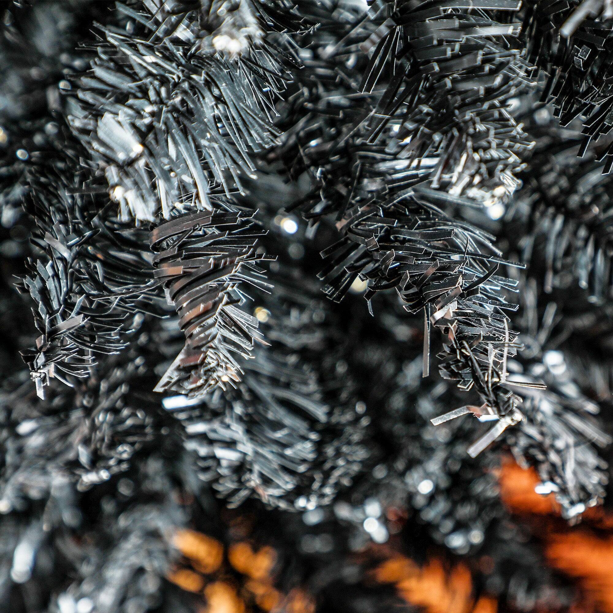 Back. BreeBe - 5 ft Tall Pre-Lit Slim Noble Fir Artificial Christmas Tree with 160 Warm White LED Lights and 294 Tips - Black.