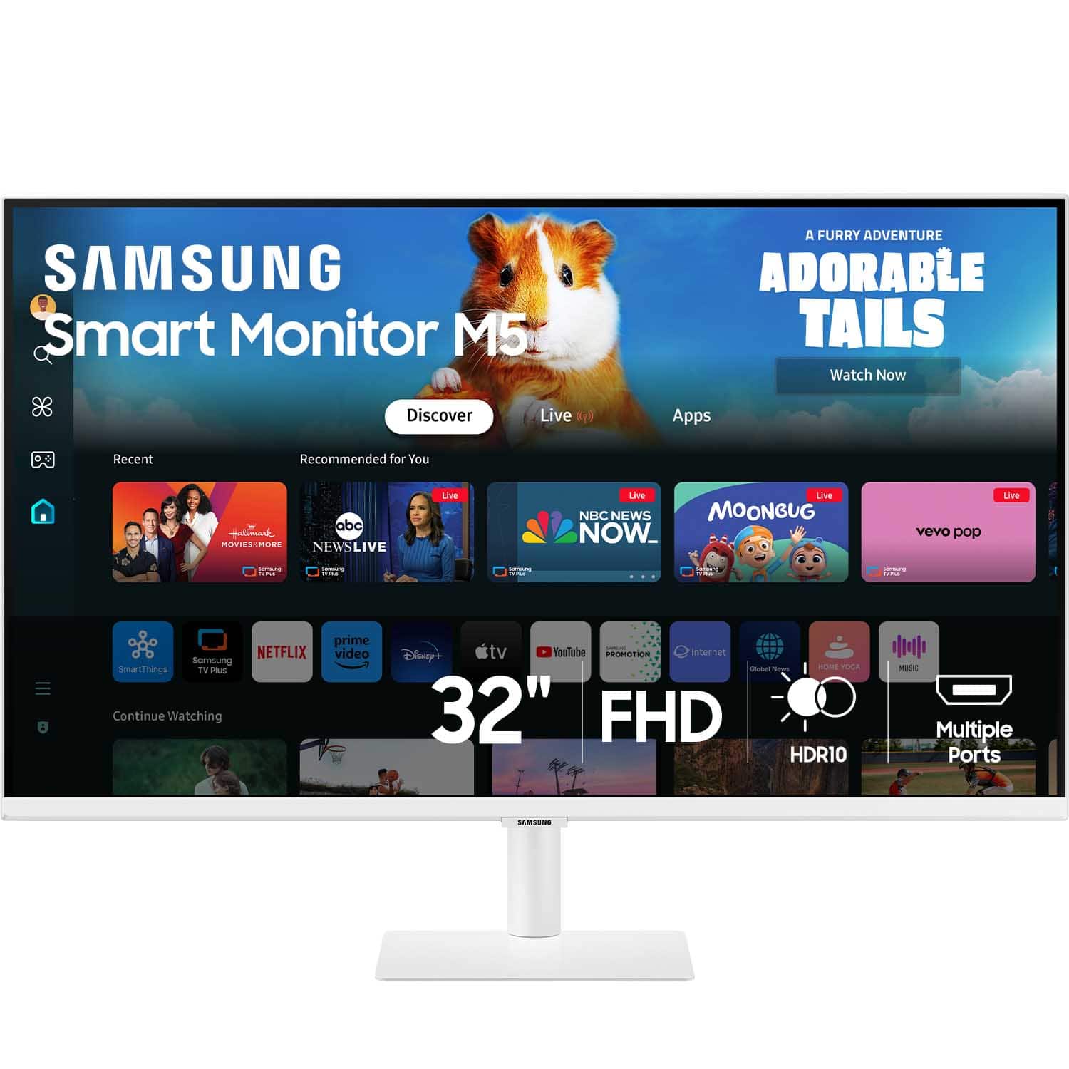 Samsung - M50D 32" LED FHD 60Hz 4ms Smart Monitor with HDR 10 (HDMI, USB) - White - Front_Zoom