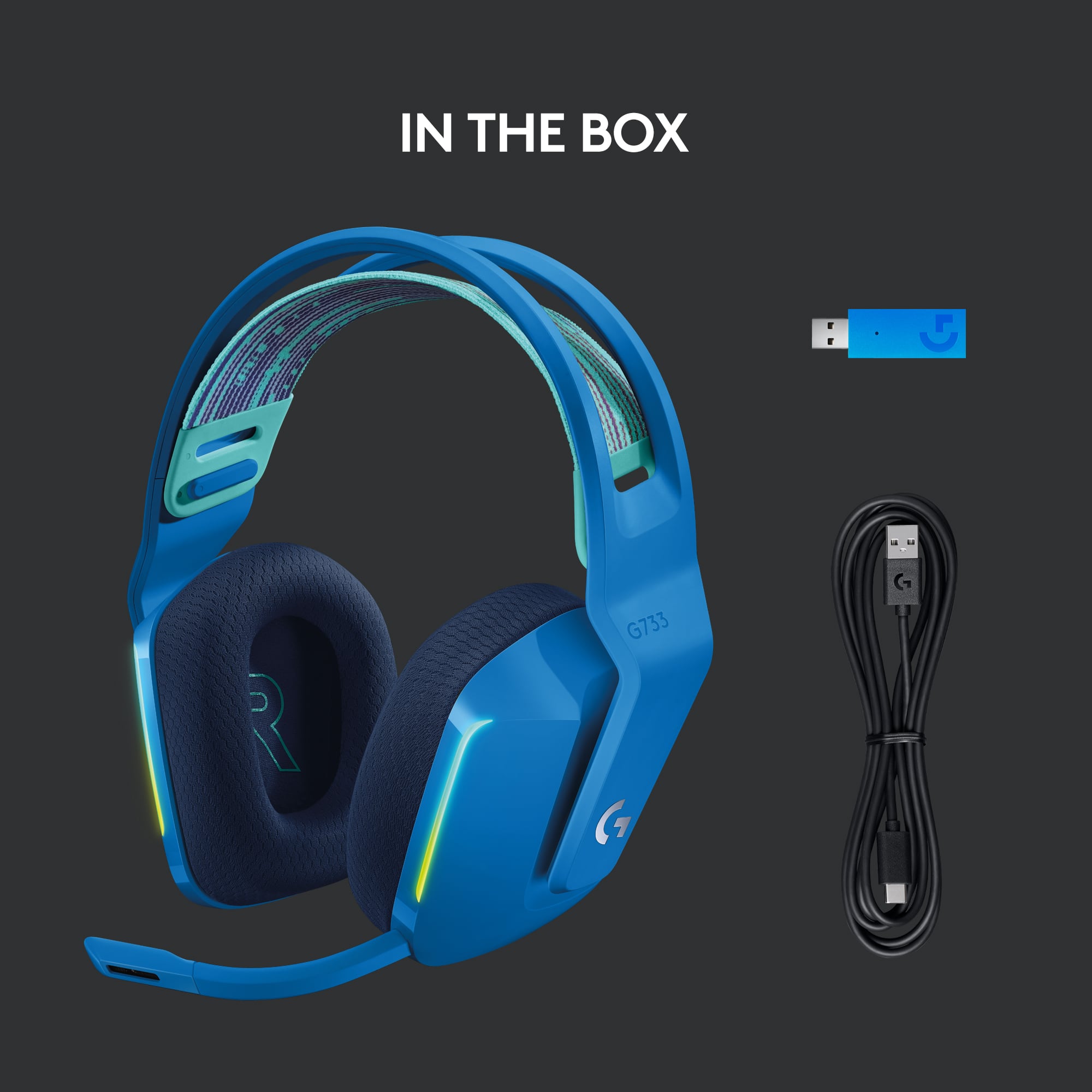 In the box is a G733 headset.