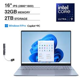 ASUS - Upgraded - S16 S5606CA-SB92 Laptop, Ultra 9-285H, 32GB, 2TB SSD, 16.0" (2880x1800), Intel Arc, Win 11 Pro - Mist Blue