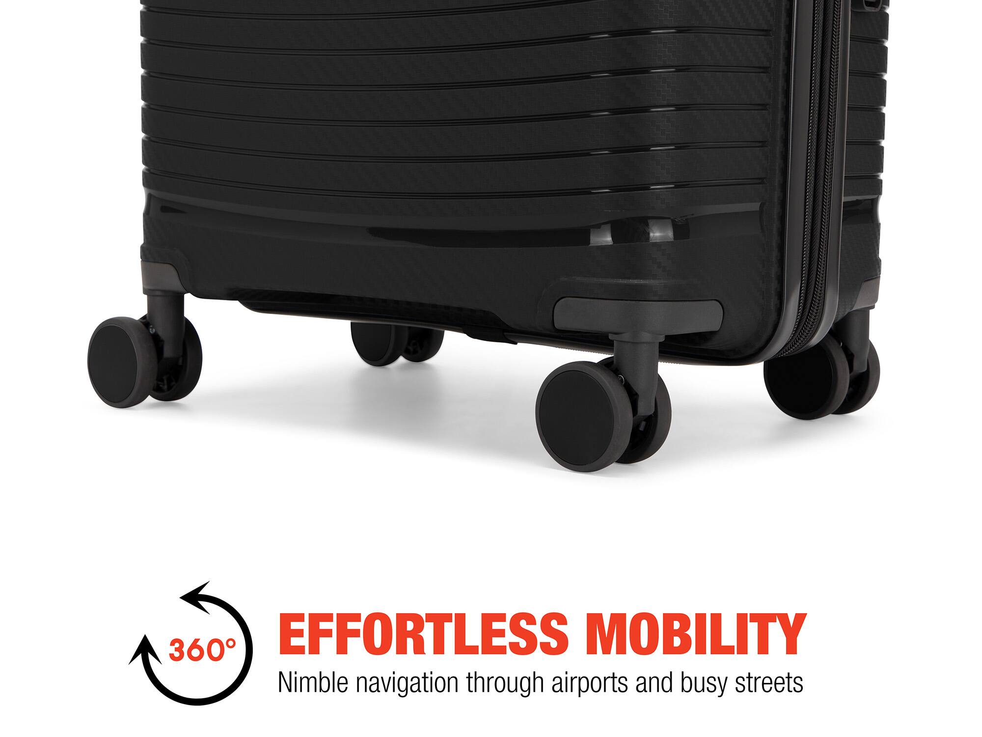 360° EFFORTLESS MOBILITY Nimble navigation through airports and busy streets