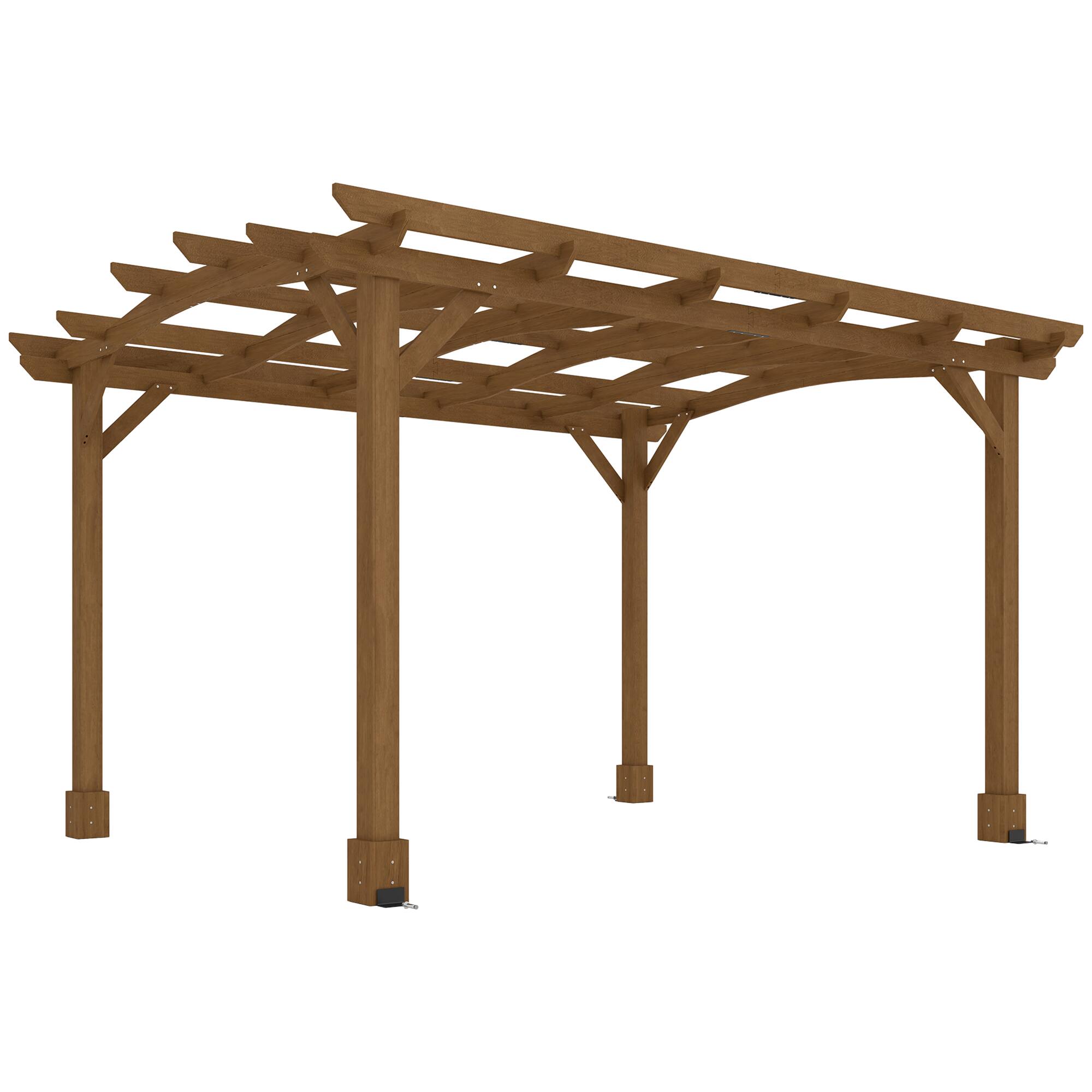 Outsunny - 10' x 12' Outdoor Pergola with Arched Roof, Wood Gazebo Grape Trellis with Stable Structure, Concrete Anchors - Brown price history on PriceWatchPro