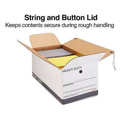 String and Button Lid  
Keeps contents secure during rough handling  

HEAVY DUTY  
CONTENTS