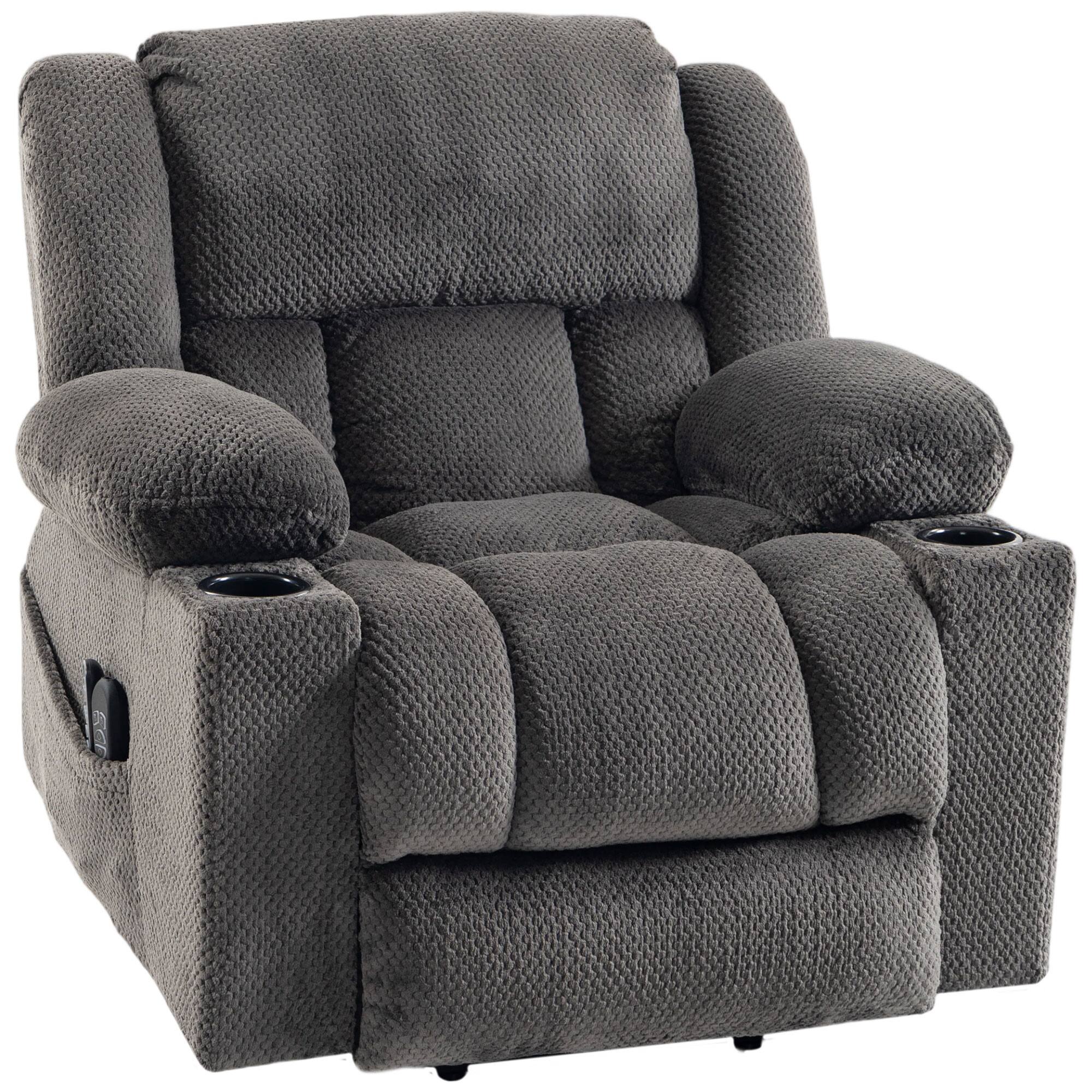 Front. Homcom - Motor Power Lift Recliner Chair with Massage and Heat for Elderly, 180° Flat Recline, Wide Seat - Dark Gray.