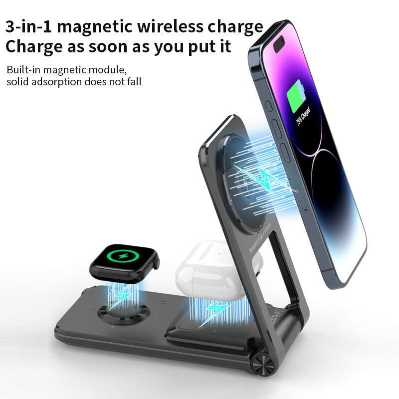 3-in-1 magnetic wireless charge  
Charge as soon as you put it  

Built-in magnetic module, solid adsorption does not fall