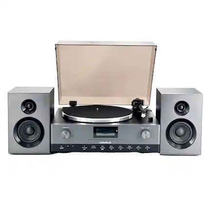Front. RadioShack - RadioShack Professional Turntable with Speakers - 3-Speed Vinyl Player, Bluetooth, FM/CD/USB, Model 4001798.