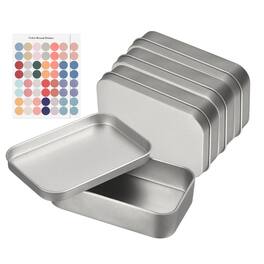 Unique Bargains - 4pcs Metal Tin Box, 3.7x2.4x0.9" Rectangular with Self-Adhesive Stickers, Mini Storage for Candy Drawing Pin Crafts - Silver