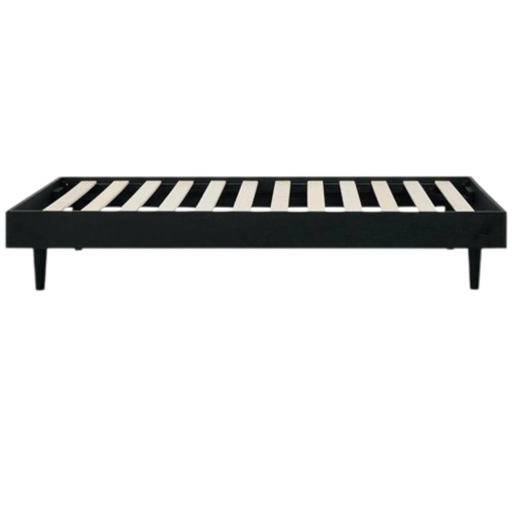Hivvago - Twin size Mid-Century Modern Platform Bed Frame Wood Finish - Black
