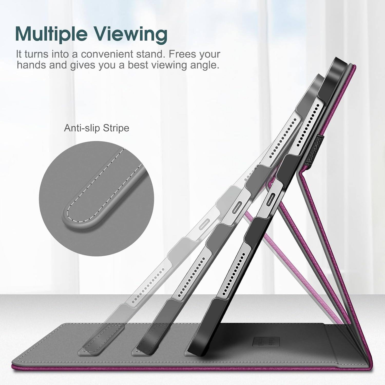 Multiple Viewing  
It turns into a convenient stand. Frees your hands and gives you a best viewing angle.  

Anti-slip Stripe