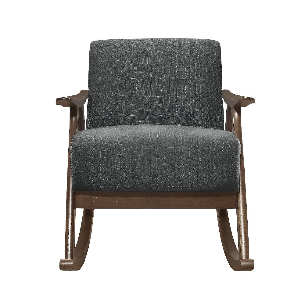 Angle. Loheer - Loheer Modern Dark Gray Fabric Rocking Chair Solid Wood Frame Upholstered Rocker - Dark gray.
