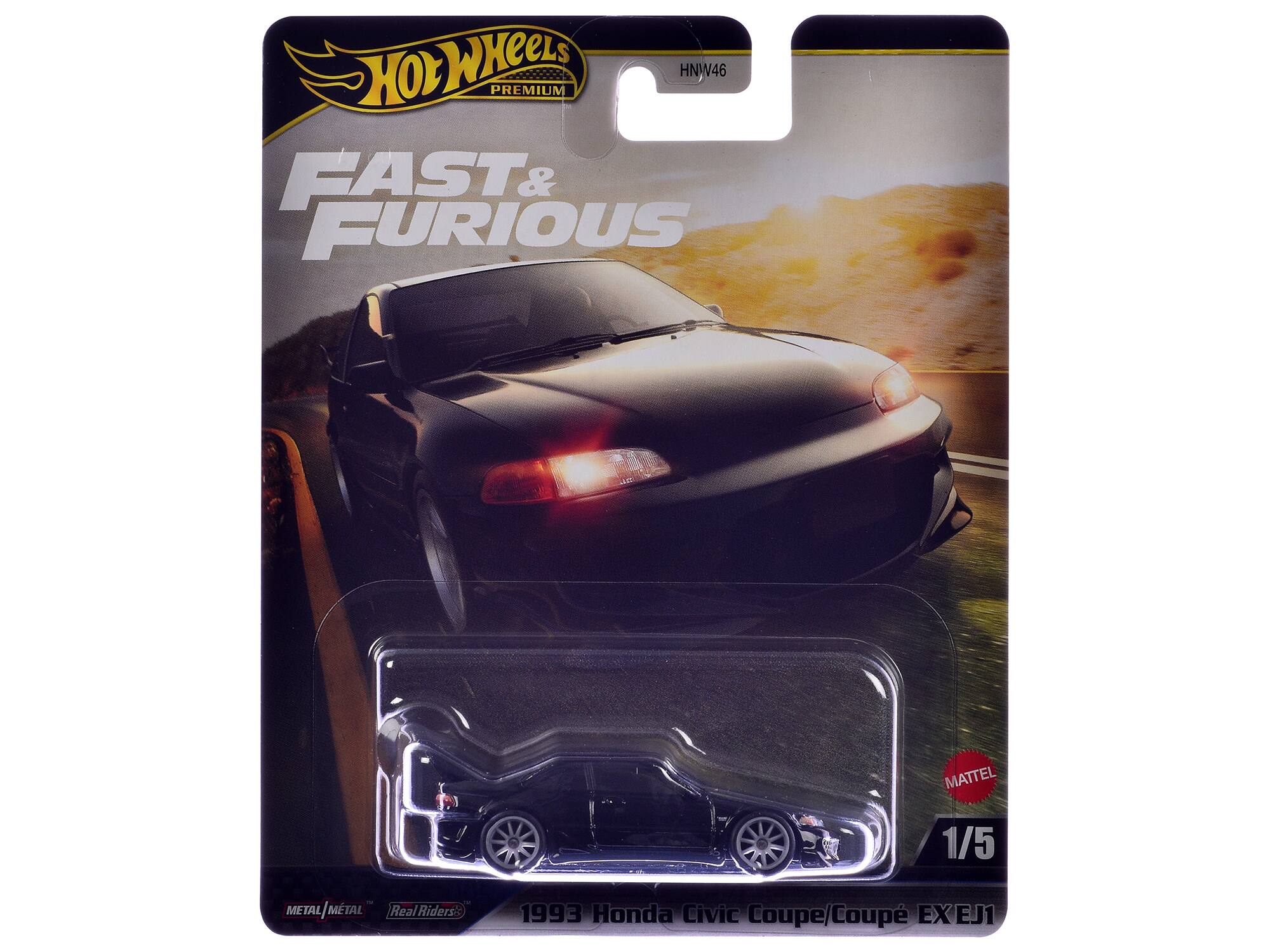 HOT WHEELS PREMIUM HNW46 FAST & FURIOUS MATTEL 1/5 - METAL METAL Real Riders: 1993 Honda Civic Coupe/Coupé EX EJ1