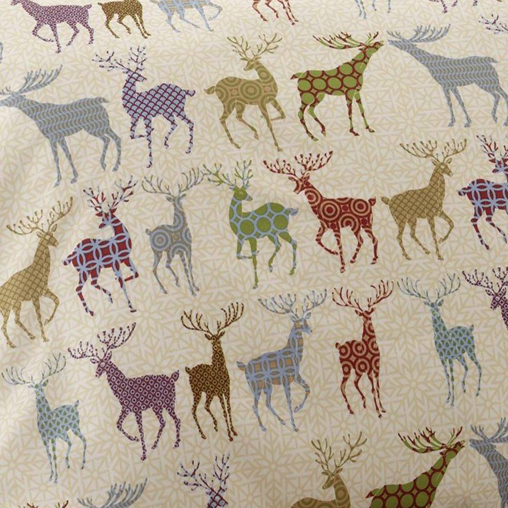 Alt View 2. Shavel Home Products - Shavel Micro Flannel Printed Sheet Set - Full Flat/Fitted Sheet 2-Piece Pillowcase - 21x32" - Colorful Deer - Colorful deer.