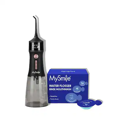 - MySmile Water Flosser
- MySmile Rinse Mouthwash
- Alcohol Free
- Freshen Breath
- 30 Packs
- Concentrate 20ml