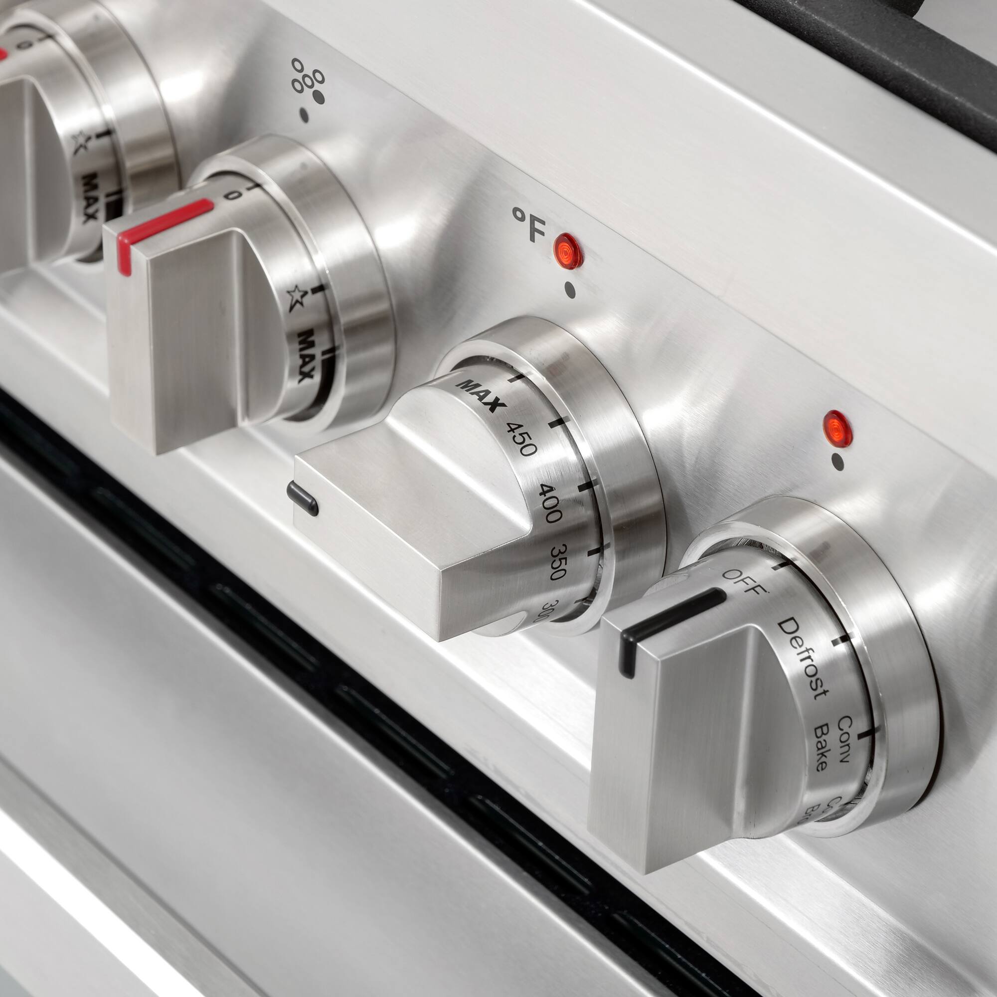 MAX 0  MAX F MAX 450 400 350 9 OFF Defrost Bake Conv G A