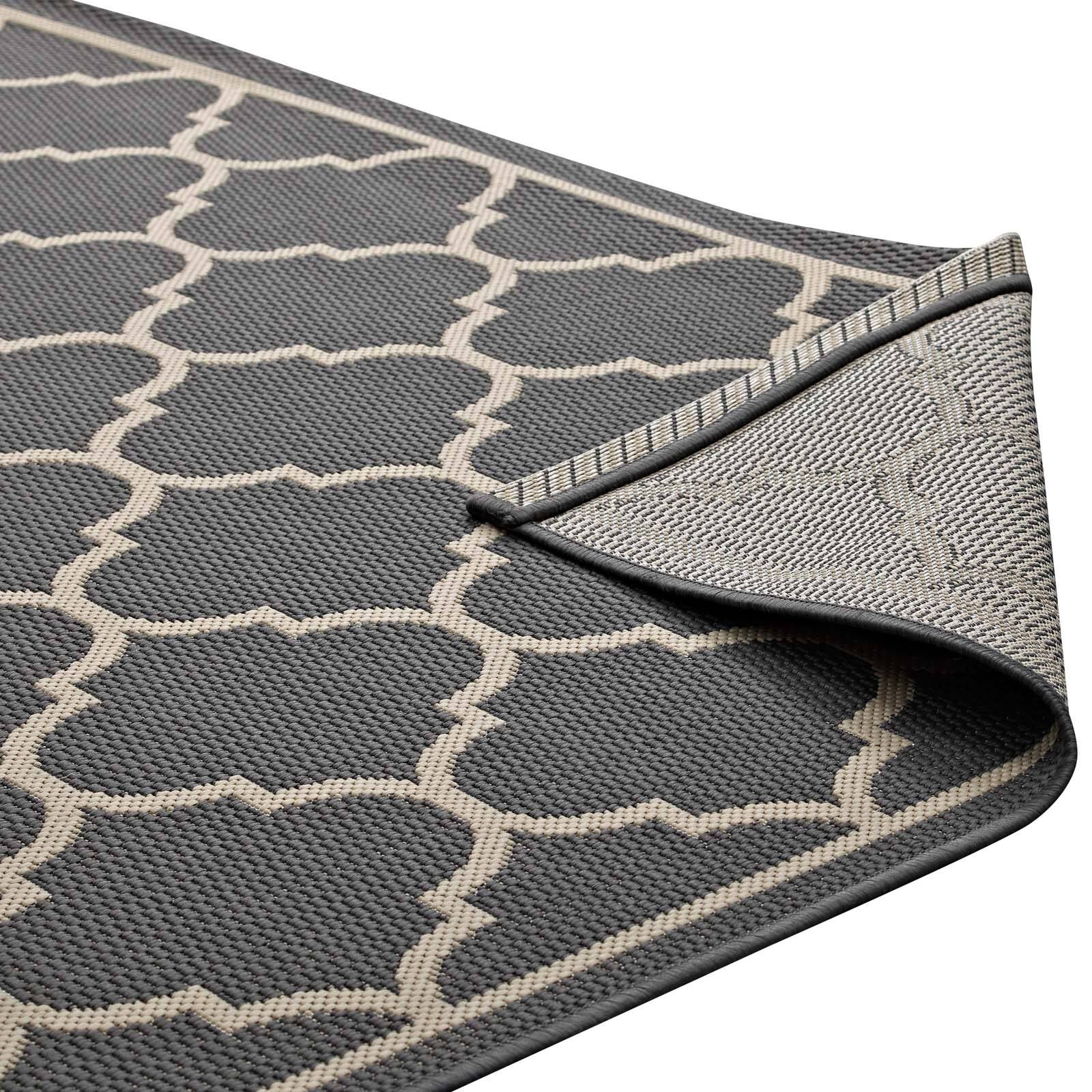 Alt View 3. Modway - Avena Moroccan Quatrefoil Trellis Indoor and Outdoor Area Rug - Gray and Beige.