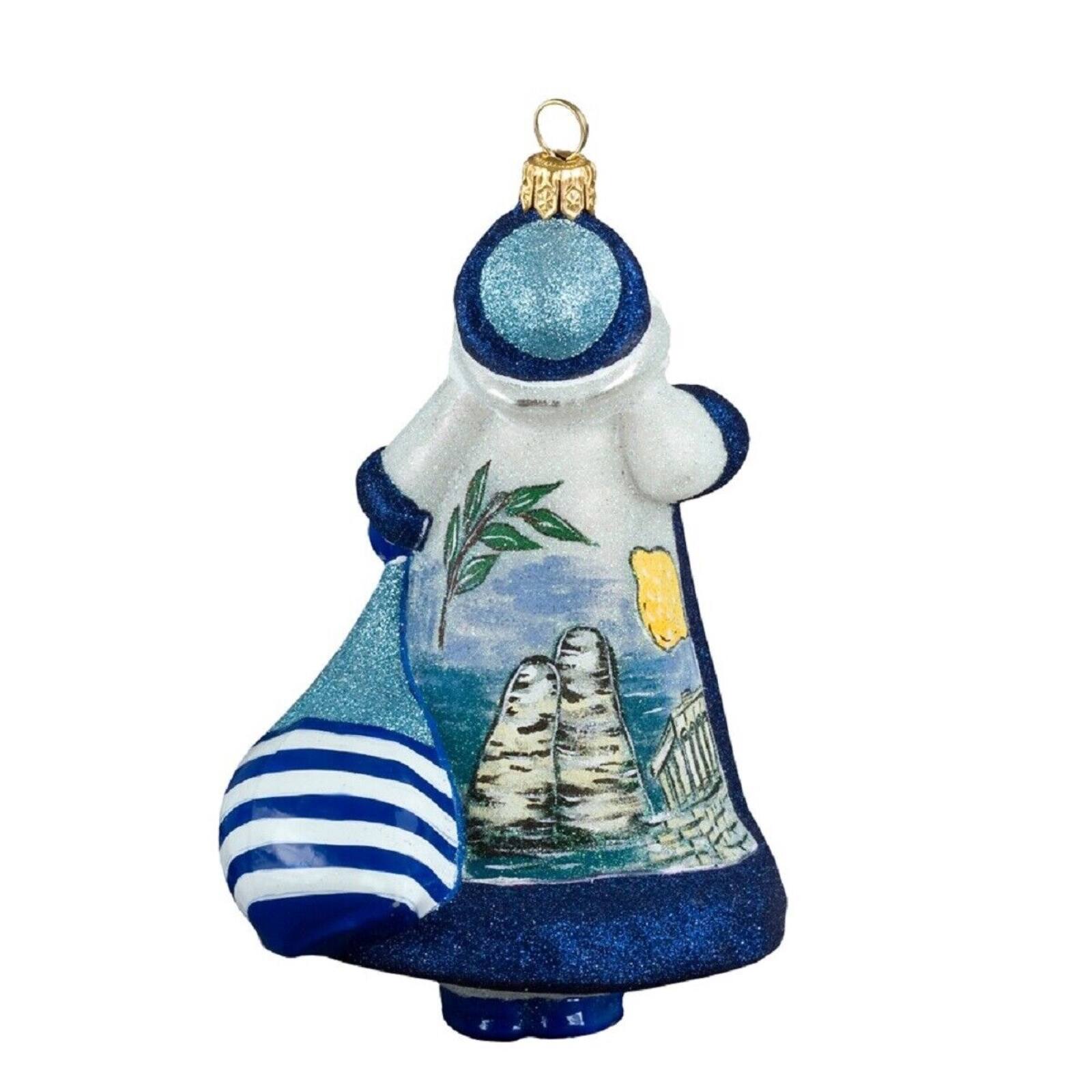 Angle. Joy to the World Collectibles - Joy to the World Glitterazzi International Grecian Greece Santa Polish Glass Christmas Ornament - Multicolor.