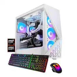 iBUYPOWER - Slate Gaming Desktop PC - AMD Ryzen 7 7700X3D, AMD Radeon RX 9070 GRE 12GB, 32GB DDR5 RAM, 1TB NVMe SSD_SWA7R97G01 - White