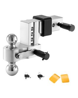 VEVOR - Adjustable Trailer Hitch, 4-Inch Drop Hitch Ball Mount, Fit 2.5-Inch Receiver, Heavy Duty Aluminum Alloy Tow Hitch - Silver