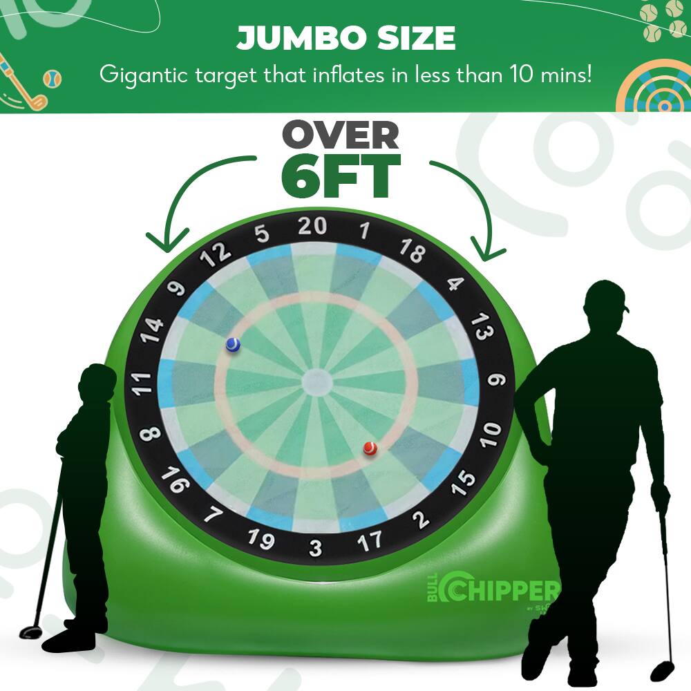 JUMBO SIZE  
Gigantic target that inflates in less than 10 mins!  

OVER 6FT  

BULL CHIPPER