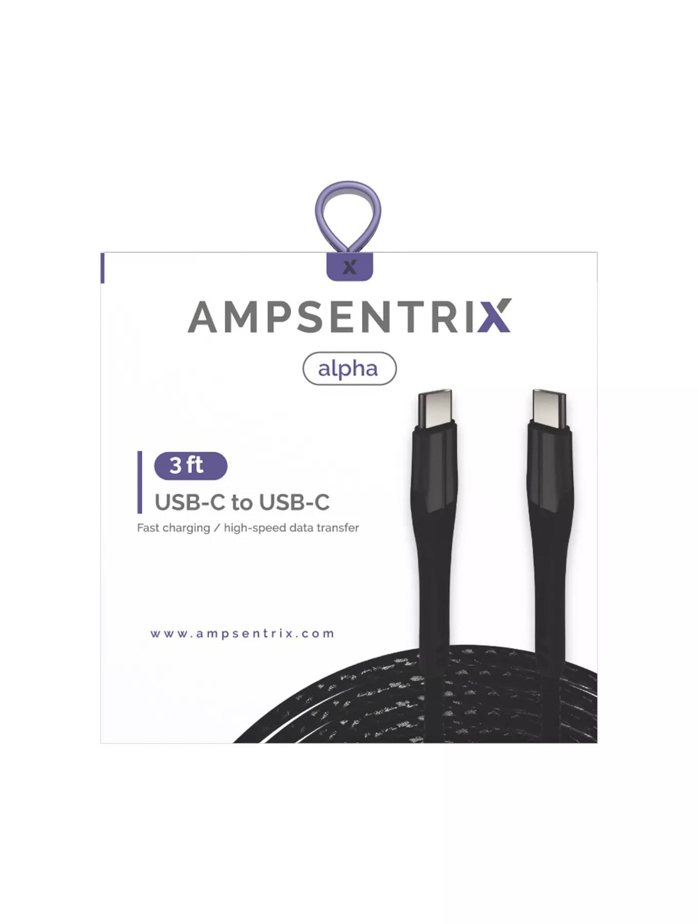 AMPSENTRIX alpha  
3 ft USB-C to USB-C  
Fast charging / high-speed data transfer  
www.ampsentrix.com