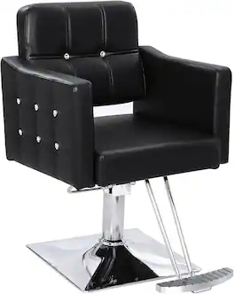 Winado - Heavy Duty Hydraulic Barber Chair Salon Chair Tattoo Chair with Crystal Button Tufted, Footrest for Barber Hair Stylist - Black