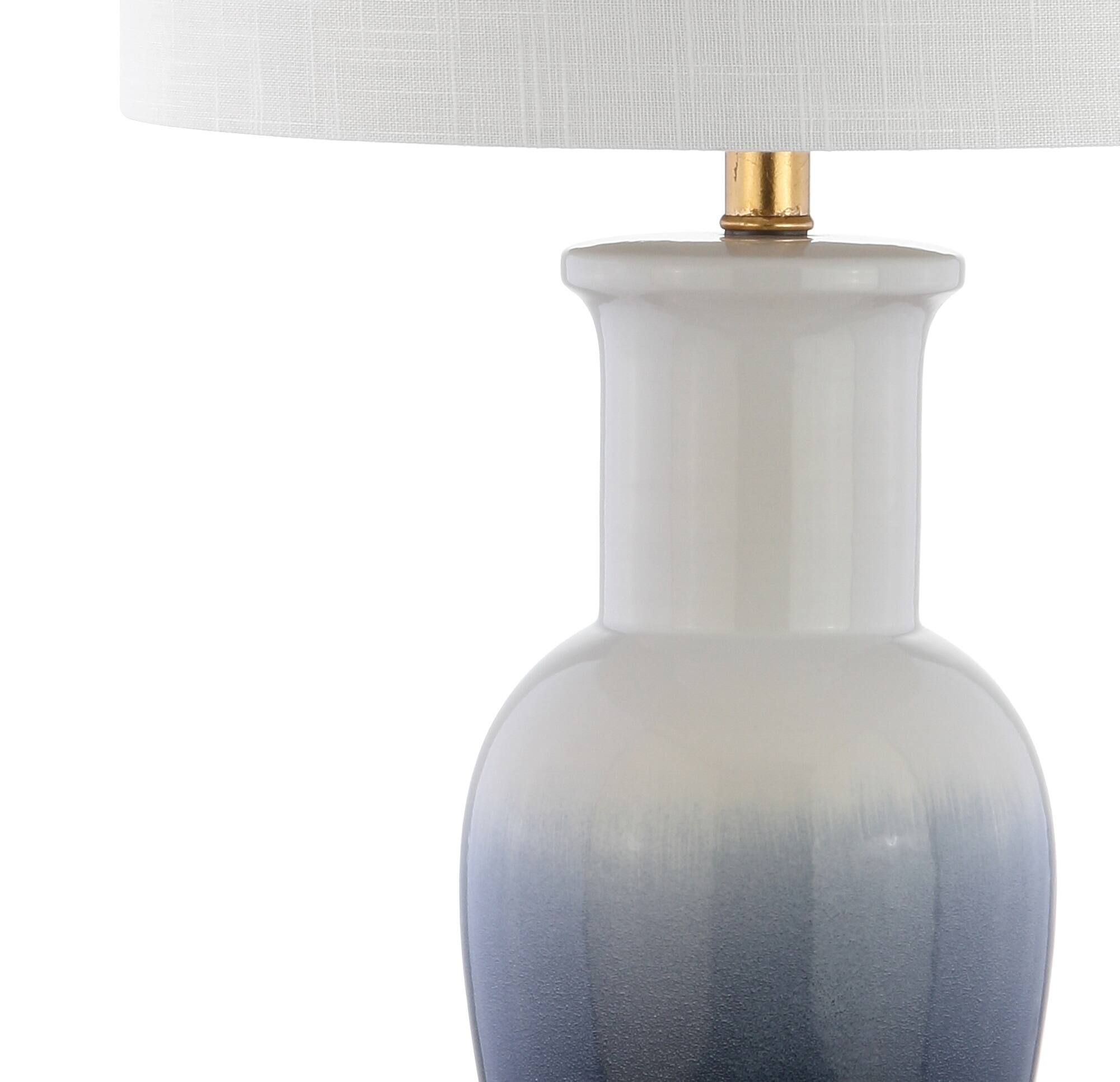Alt View 6. Jonathan Y - Dip Dye 31.5" Ceramic LED Table Lamp, White/Navy - White/Navy.