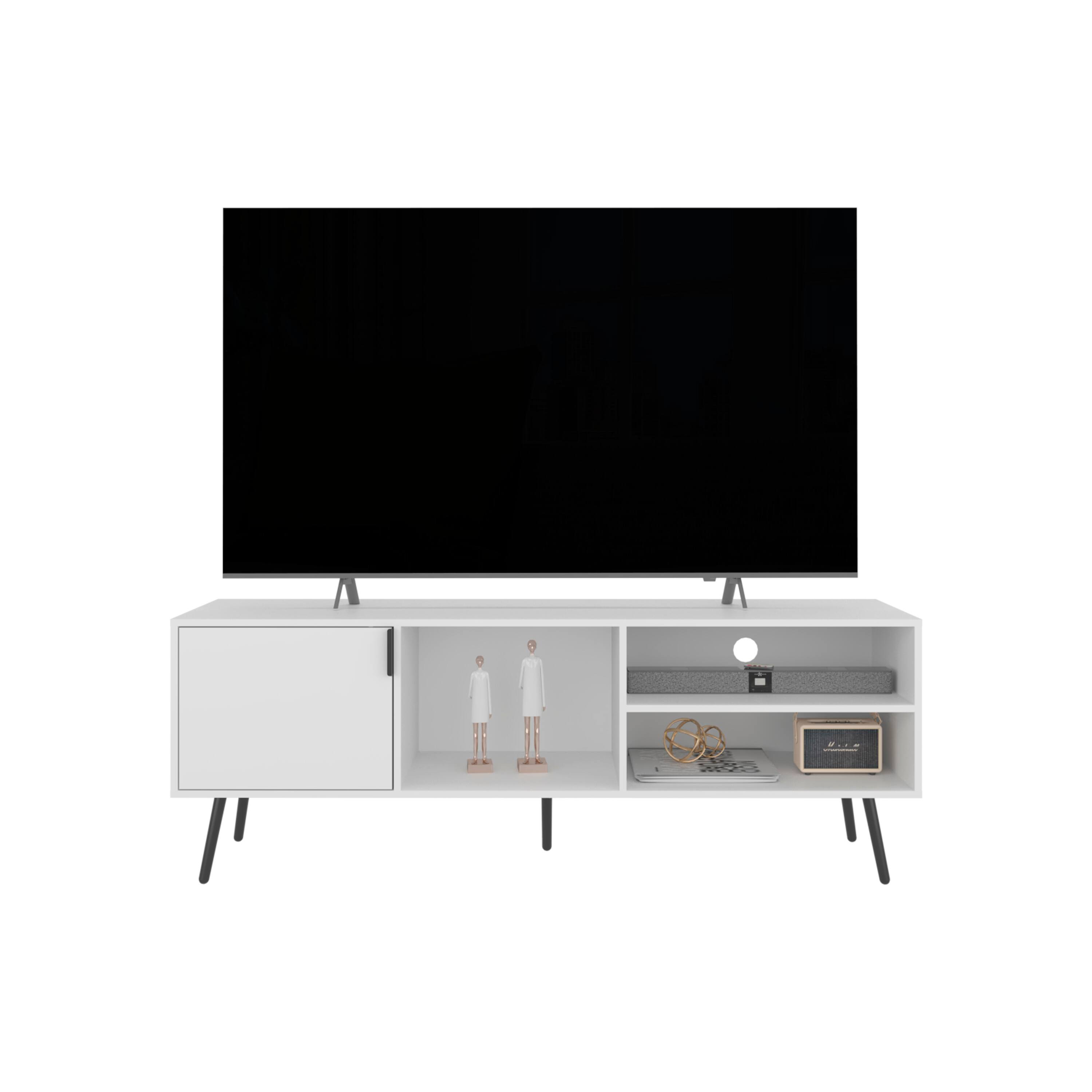 Alt View 1. Spaco - Spaco Modern TV Stand for 60-70 Inch TVs with 1 Door 3 Open Shelves Console, Compact Media Storage for Small Spaces - White.