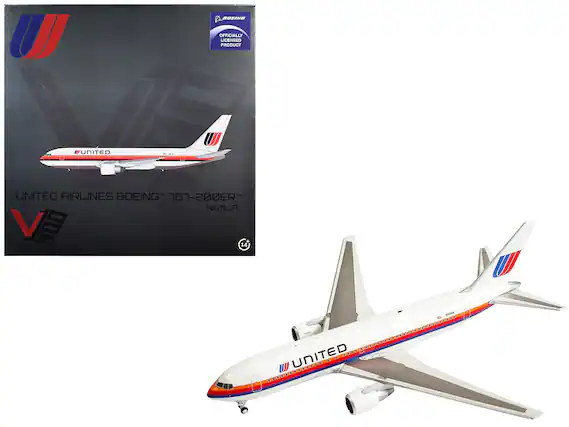 BOEING
OFFICIALLY LICENSED PRODUCT
UNITED
UNITED AIRLINES BOEING 767-200ER N611UA
1:400 SCALE 14 DIECAST MODEL