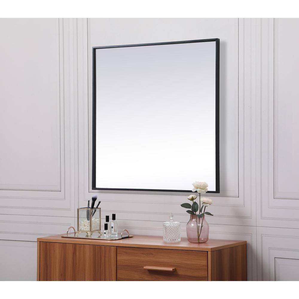 Alt View 2. Elegant Decor - Metal Frame Square Mirror 30 inch in Black - Black.