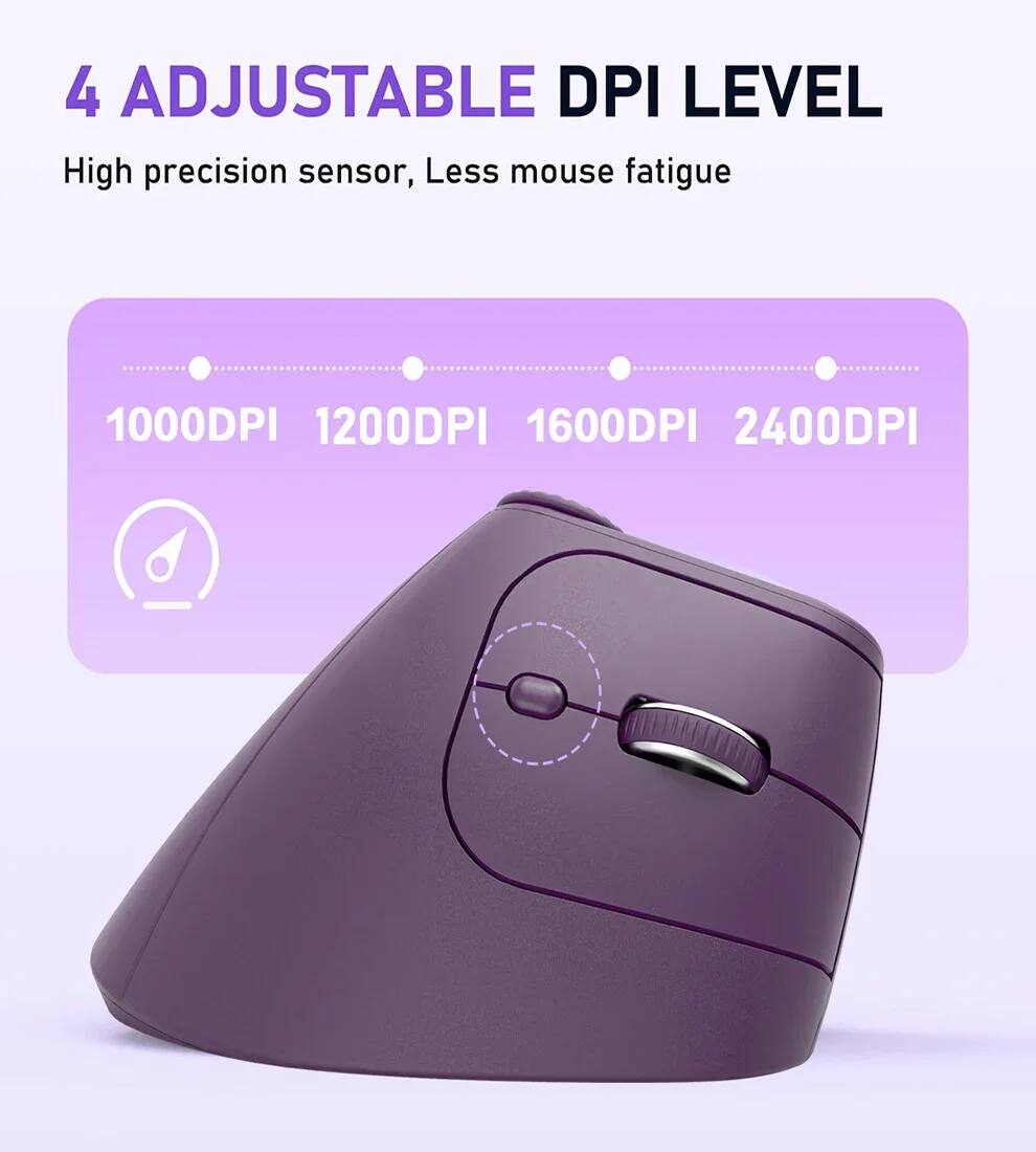 4 Adjustable DPI Level  
High precision sensor, Less mouse fatigue  
1000DPI 1200DPI 1600DPI 2400DPI