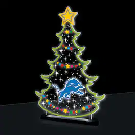 Evergreen Enterprises - Detroit Lions 10" LED Tabletop Christmas Tree Desklite Sign - Green