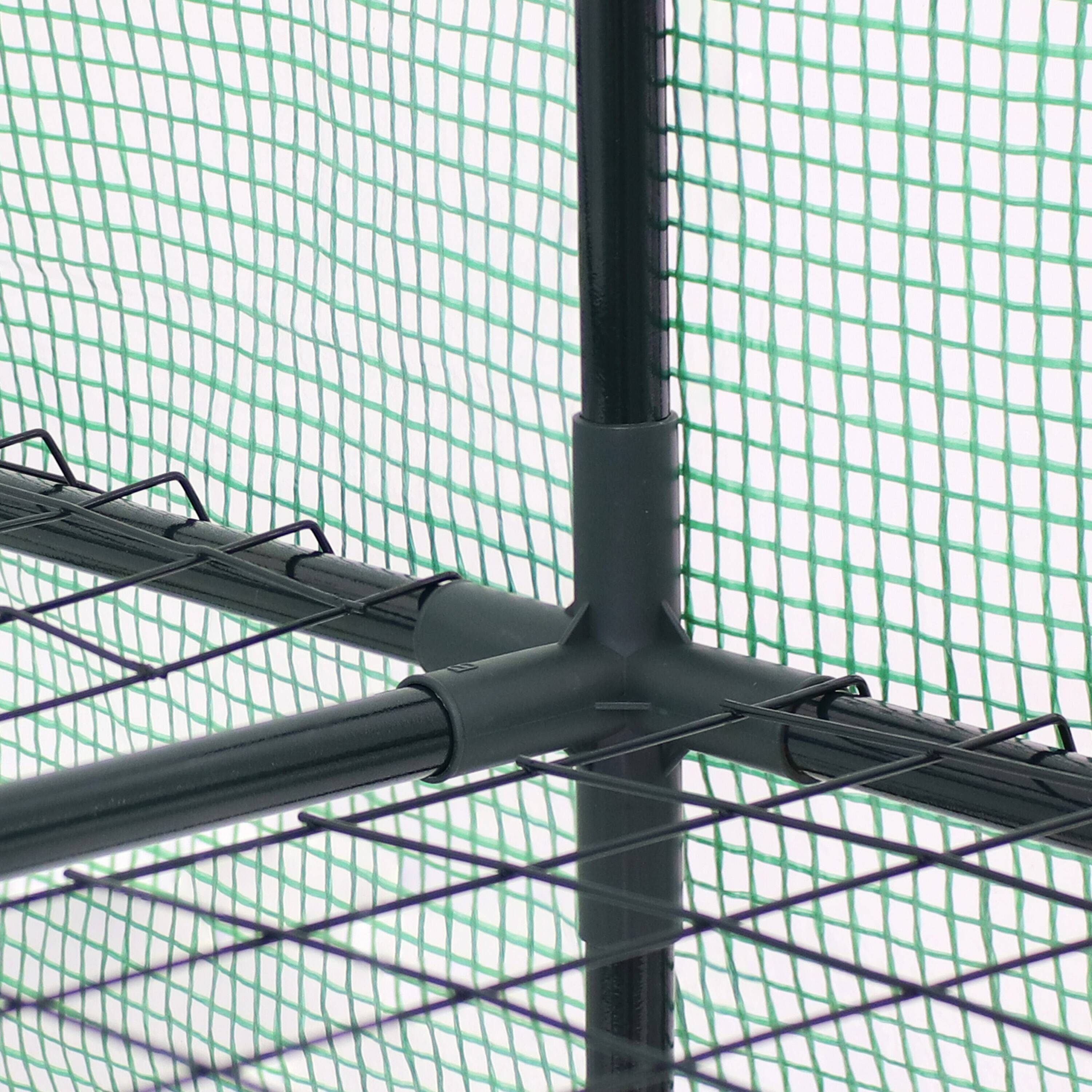 Alt View 9. Sunnydaze - Large Iron PE Cover Walk-In Greenhouse with 4 Shelves - Green.