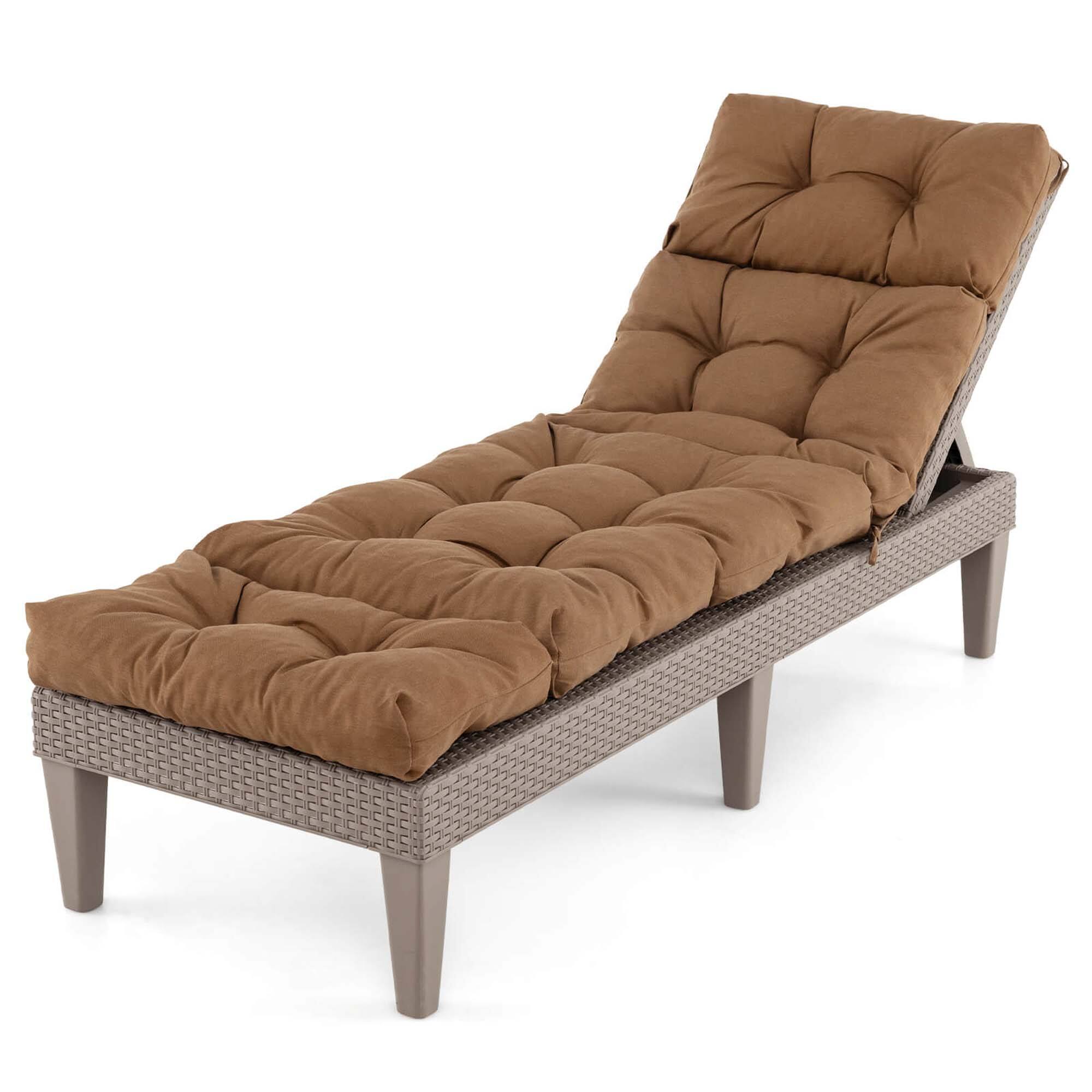 Alt View 4. Gymax - Gymax 73'' Lounge Chaise Cushion Padded Recliner Cushion Brown - Brown.