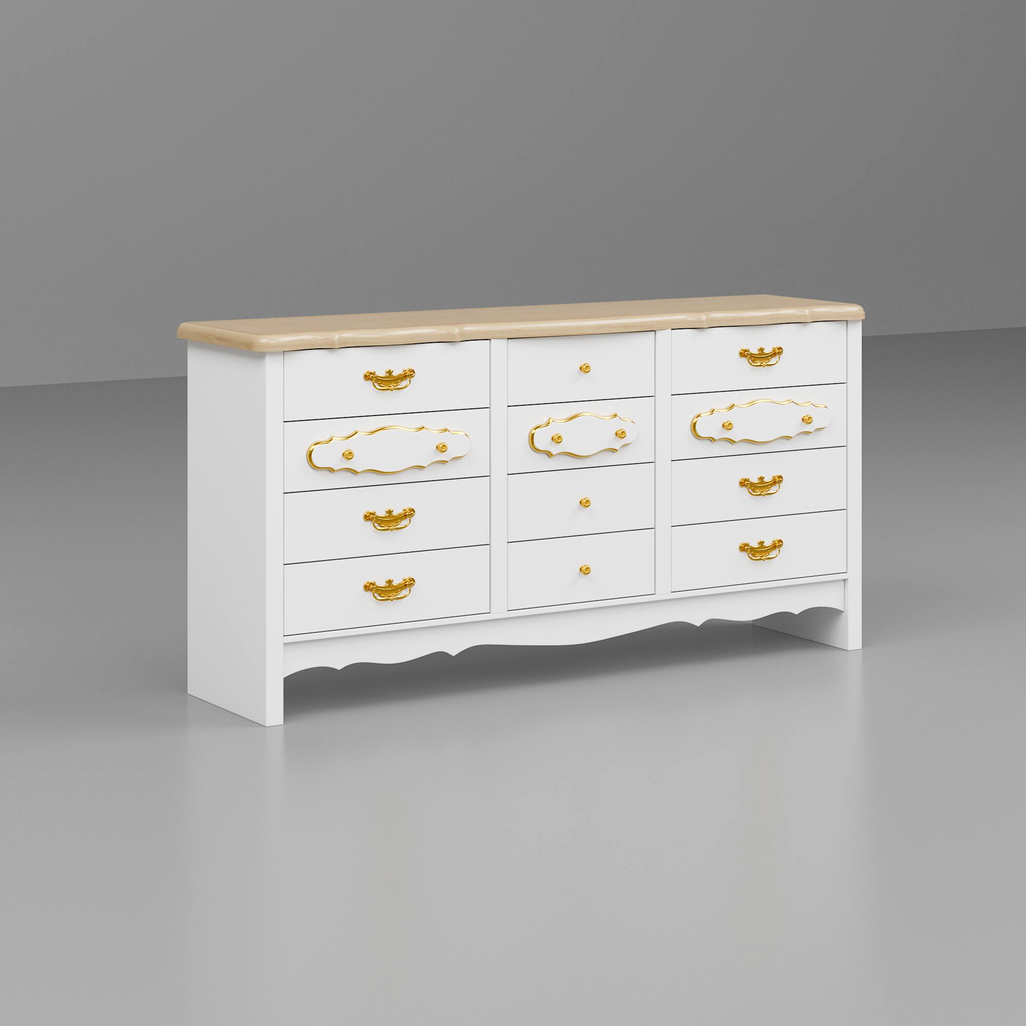 Alt View 9. FUFU&GAGA - French Court-Style Nine-Drawer Storage Dresser – A Fusion of Luxurious Aesthetics and Practical Storage - White.