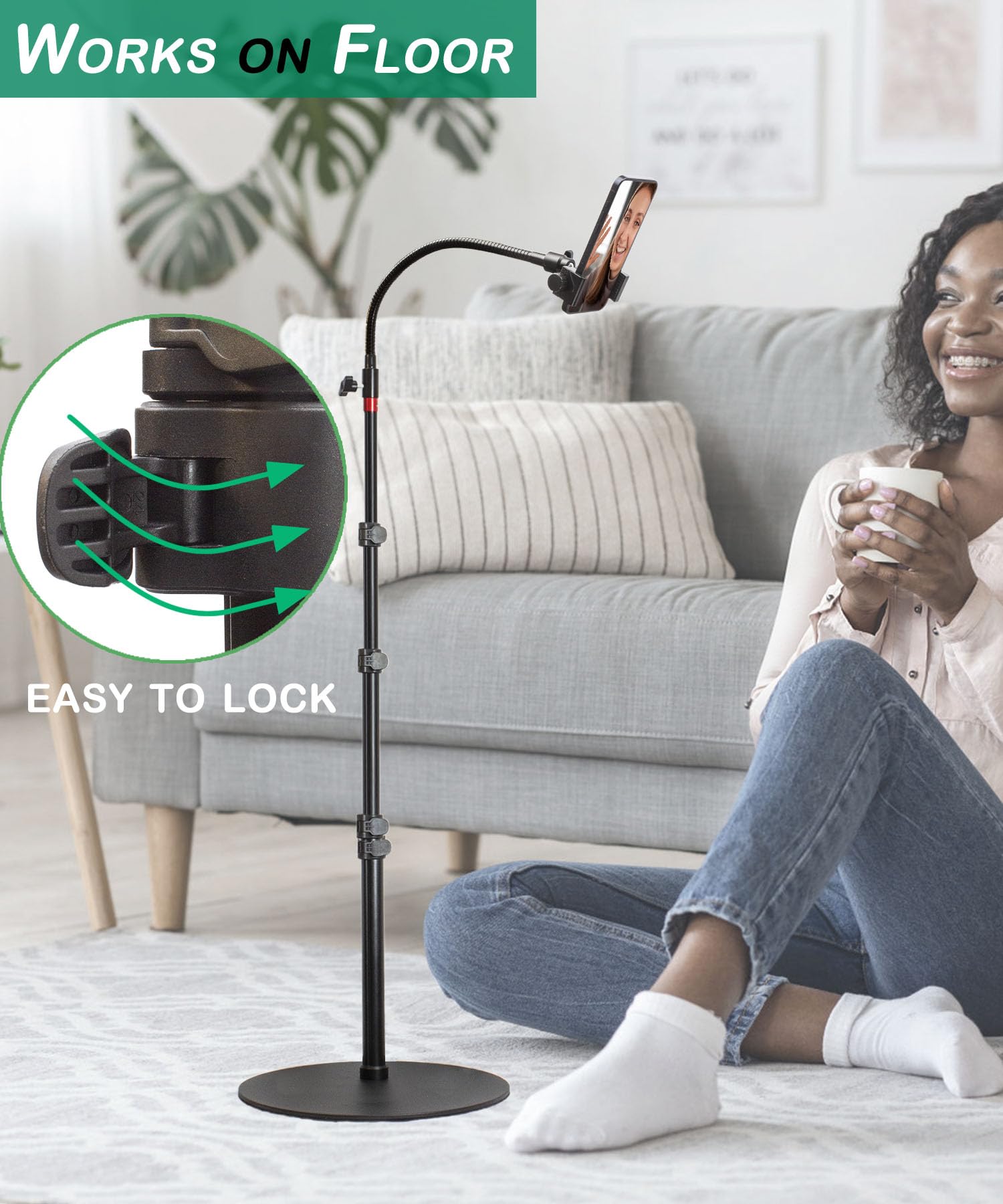 WORKS ON FLOOR  
EASY TO LOCK