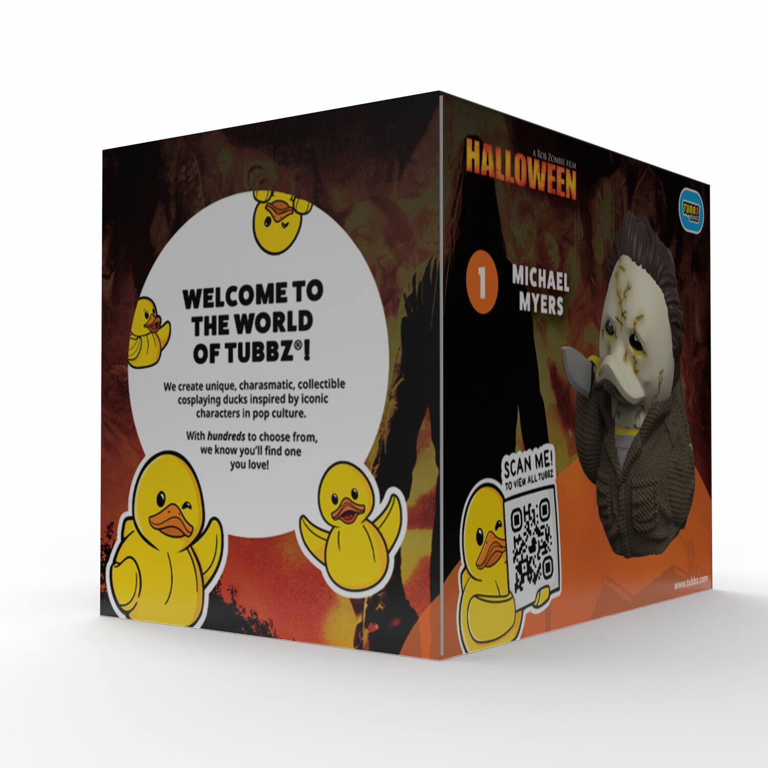 WELCOME TO THE WORLD OF TUBBZ®!

We create unique, charismatic, collectible cosplaying ducks inspired by iconic characters in pop culture. With hundreds to choose from, we know you'll find one you love!

1 MICHAEL MYERS

SCAN ME! TO VIEW ALL TUBBZ

www.tdican.com