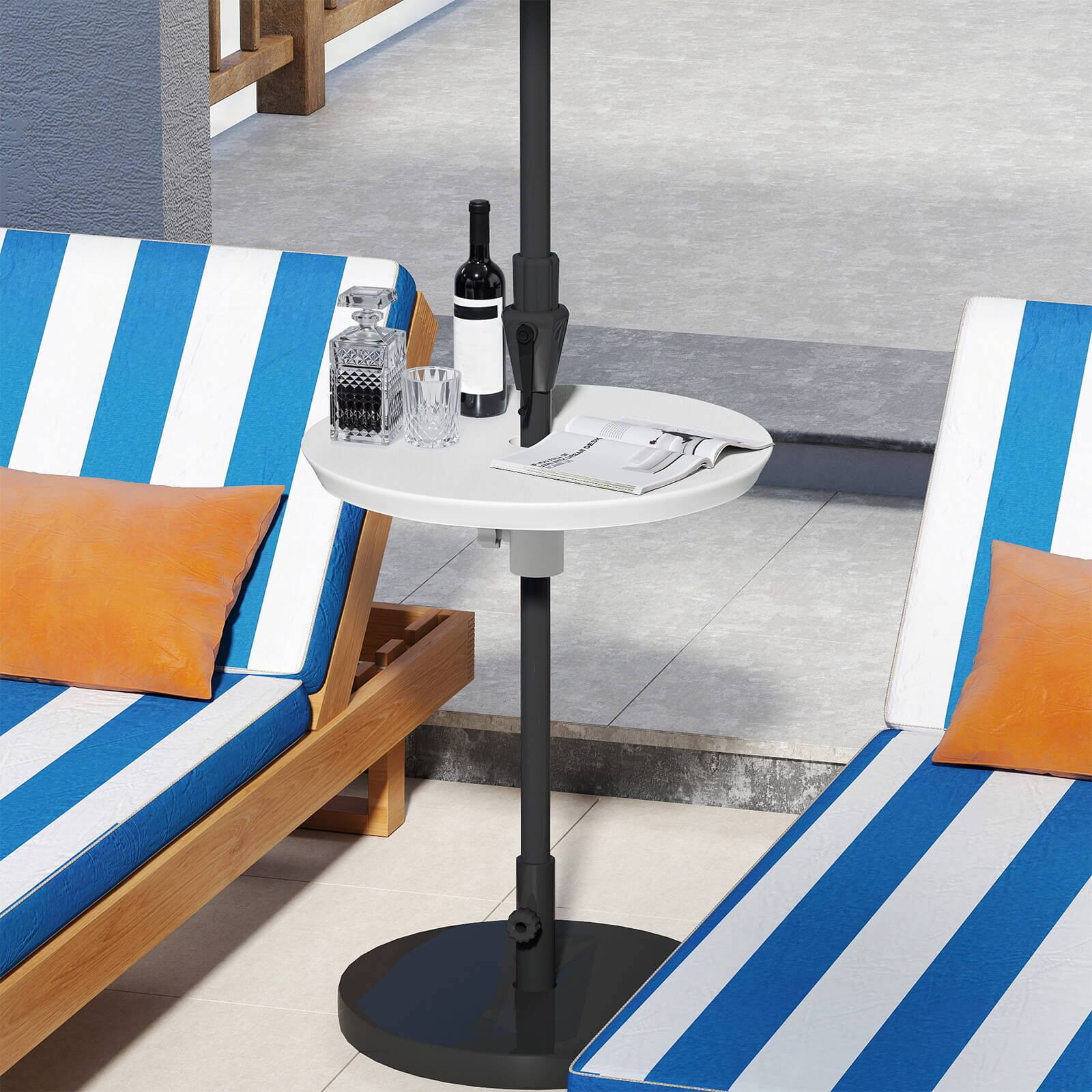 Alt View 3. Costway - Costway 20" Outdoor Adjustable Umbrella Table for 1.5" & 1.9" Patio Umbrella Pole - White.