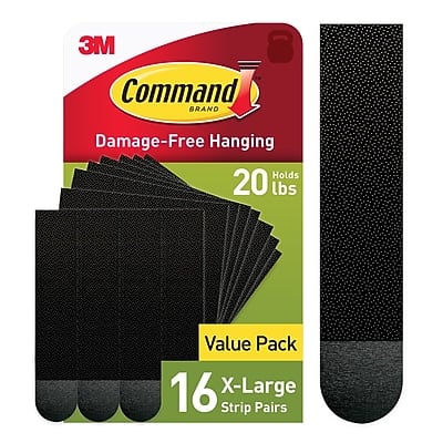 Photos - Mount/Stand Command  Extra Large Hanging Strips, 20 lb., 16/Pack - Black 1721BLK-16NA 