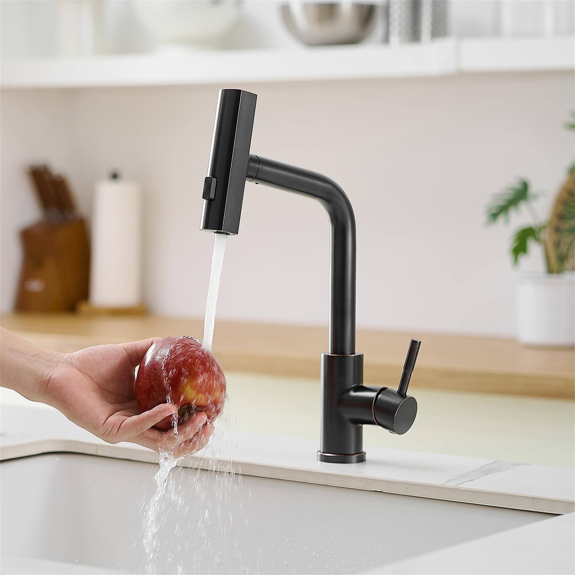 Alt View 3. Boyel Living - ORB Finish Single Handle Pull Out Kitchen Faucet Waterfall Style with Dual Spray Modes - ORB.