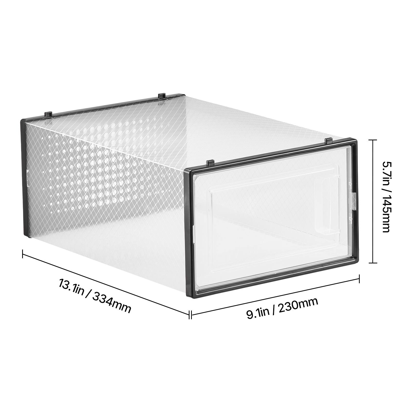 13.1in / 334mm, 9.1in / 230mm, 5.7in / 145mm