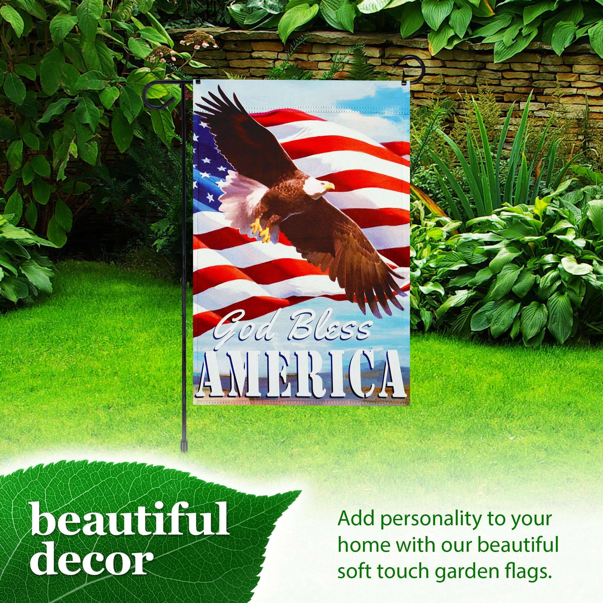 God Bless AMERICA beautiful decor

Add personality to your home with our beautiful soft touch garden flags.