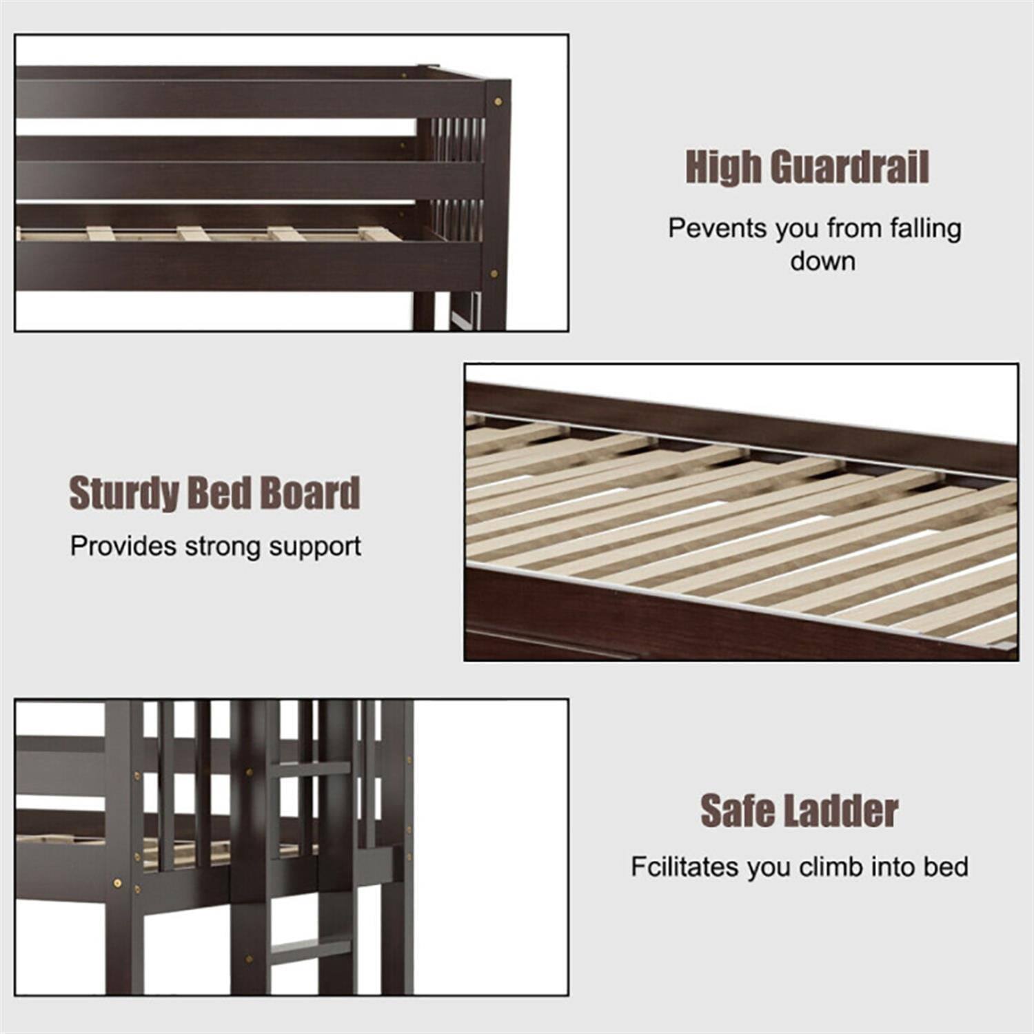 Pefilos Twin Pull Out Bunk Beds with Ladder in the Steps and a Trundle ...