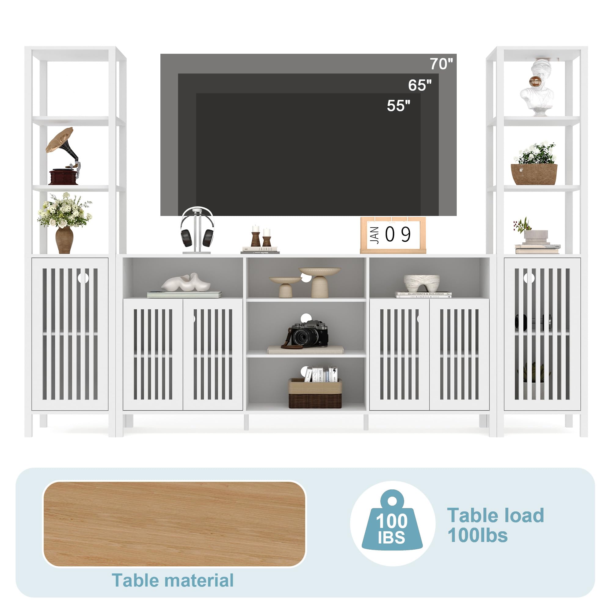 70"  
65"  
55"  

JAN 09  

Table load: 100 lbs  

Table material