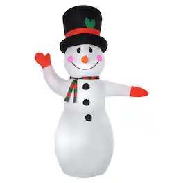 Homcom - 8’ Christmas Inflatables Outdoor Snowman, Blow-Up Yard Decor with LED Lights - White