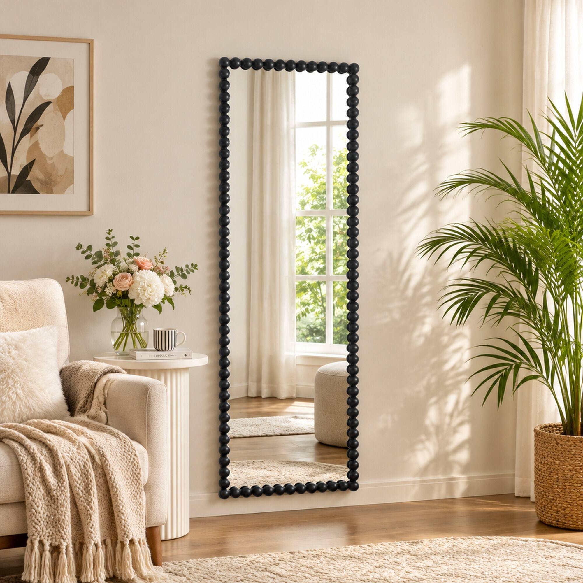 RYHNUYNE 23 x 72 Inch Full Length Mirror, Beaded Iron Frame ...
