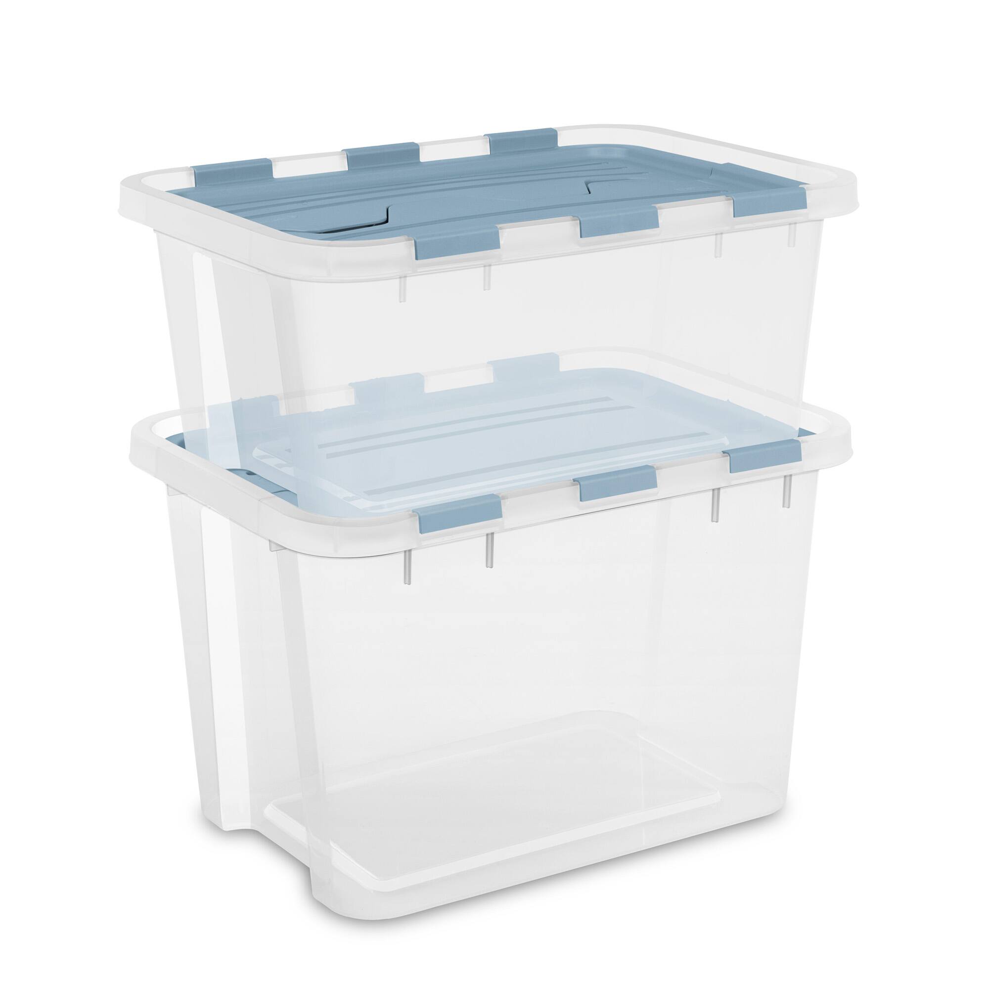 Alt View 7. Sterilite - Sterilite 30 Qt Hinged Lid Storage Box, Plastic Container, Washed Blue, 12 Pack.