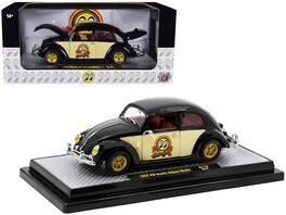 M2 - 1952 Volkswagen Beetle Deluxe Black with Cream Sides Red Interior "MoonEyes" Limited Edition 5250pcs 1/24 - Black With Cream, Red