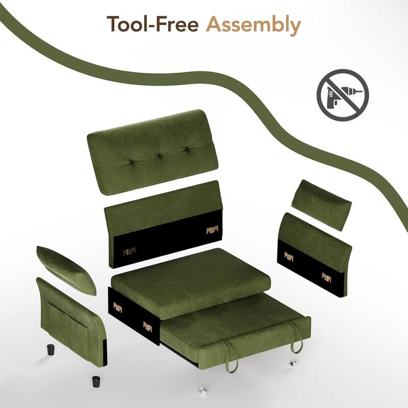The text on the image is: "Tool-Free Assembly."